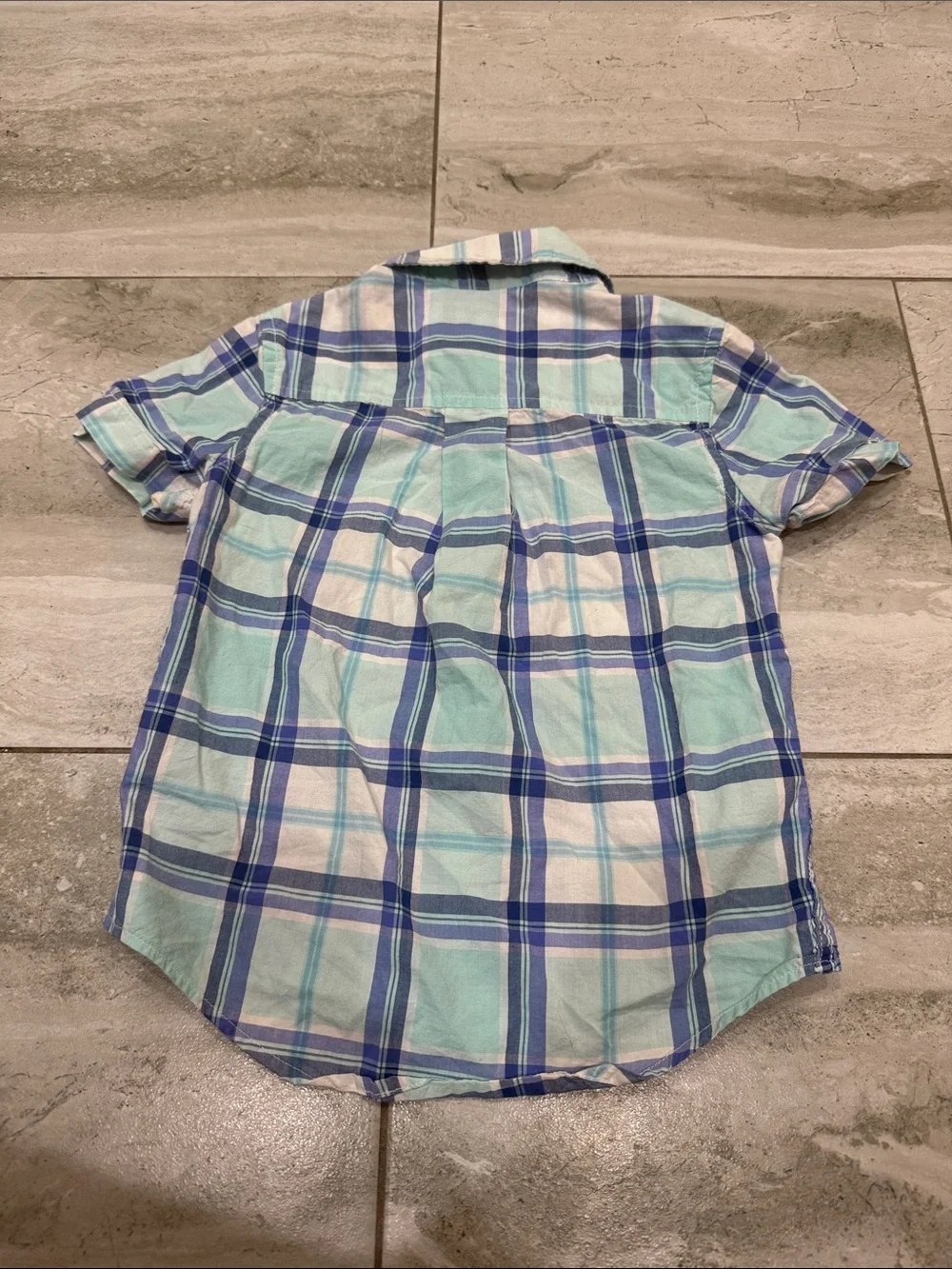 The Children's Place Blue & Teal Plaid Short Sleeve Button-Down